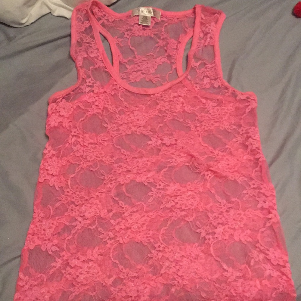 Hot pink lace tank